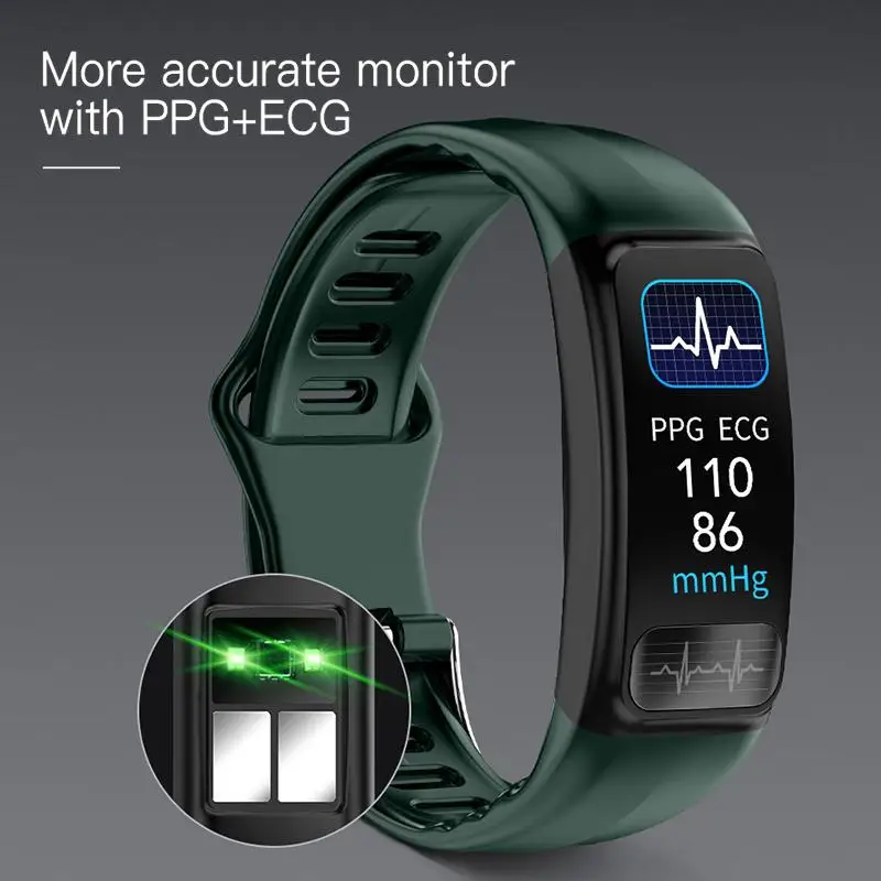 Смарт-браслет P12 ECG PPG SPO2 пульсометр кислородный монитор умный браслет IP67