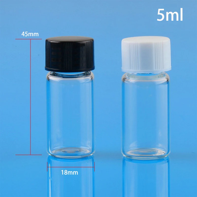 10Pcs 3ml/5ml Clear Amber Small Glass Vials Bottles Sample Laboratory Reagent Bottle Containers with Screw Cap | Красота и здоровье