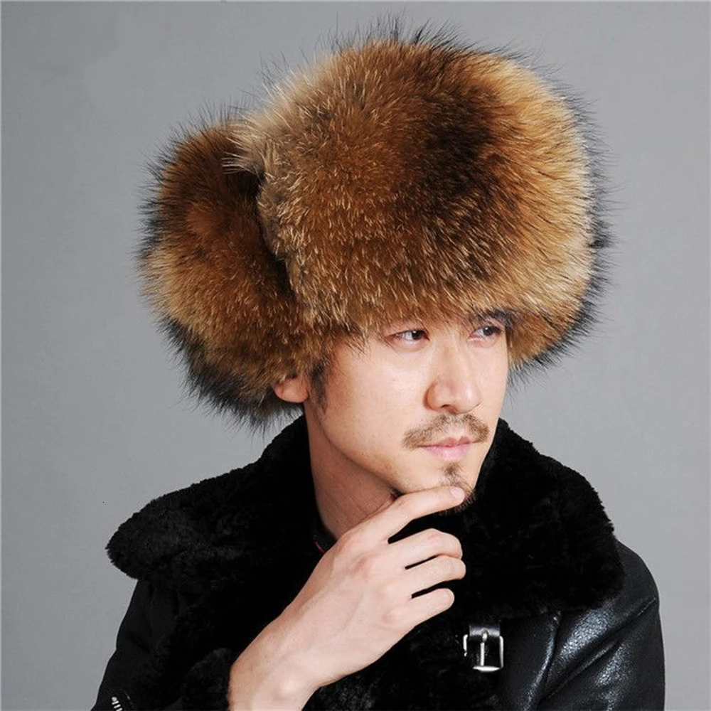 Brand Luxurious Winter 100% Natural Fox Fur Bomber Hats Women Thick Warm Fluffy Real Fox Fur Hat Full Pelt Lady Real Fur Caps