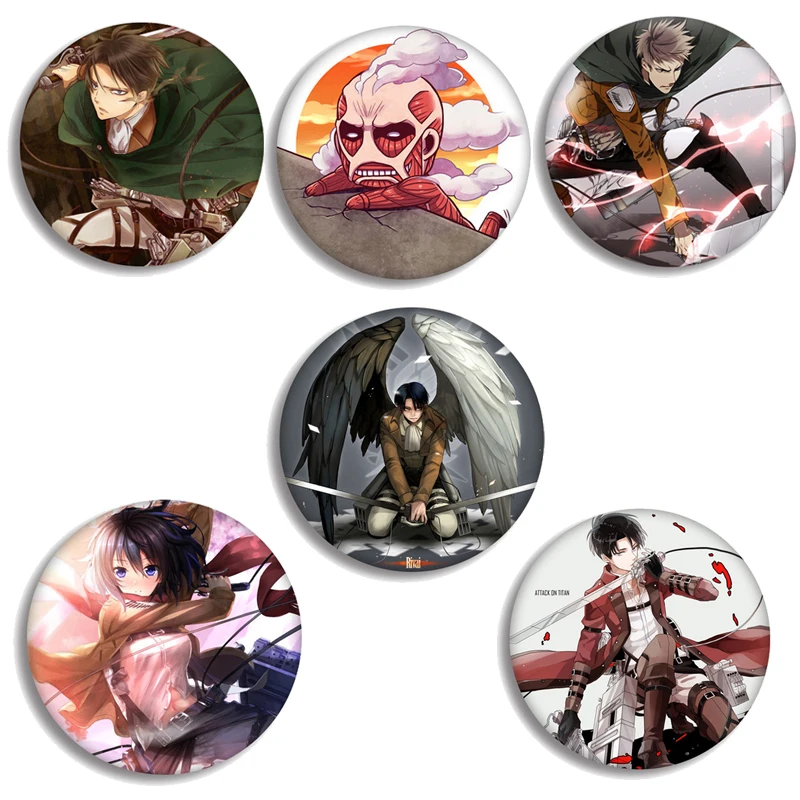 Аниме атака на титанов брошь значок булавке Mikasa · Ackerman Levi Эрен Jaeger нагрудный знак