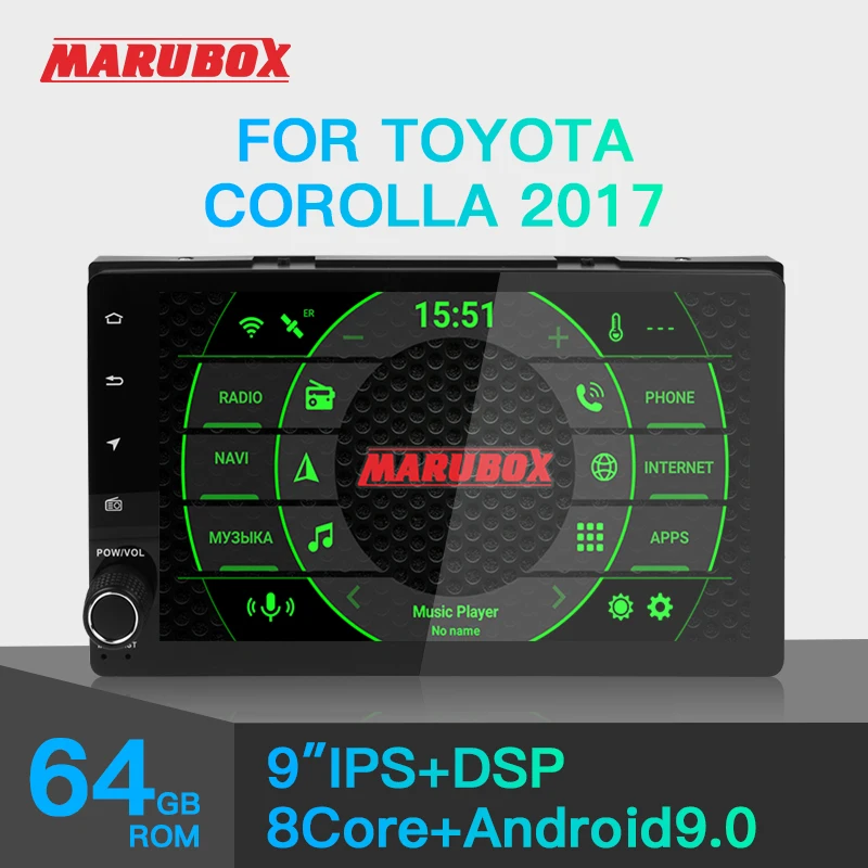 MARUBOX KD9044 Штатное головное устройство для TOYOTA COROLLA 2017 Android 9.0 Восьмиядерный