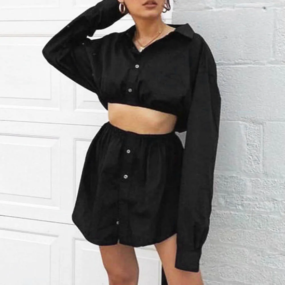 

Black Short Blouse Women Spring Sexy T-shirt Long Sleeve Lapel All-match Tops 2021 Spring Slim Blusa Office Ladies