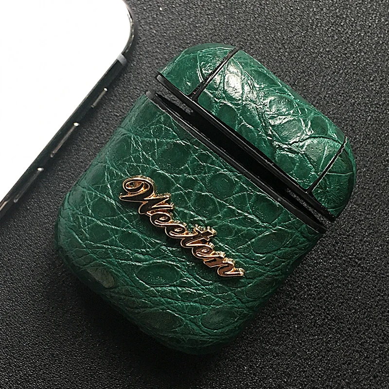 For Airpods Green Чехол из крокодиловой кожи PU на запястье для iPhone 11 Pro Max XS 7 8 6 6S Plus X XR Жесткий Чехол для наушников для Airpods Pro - Цвет: For Airpods Green