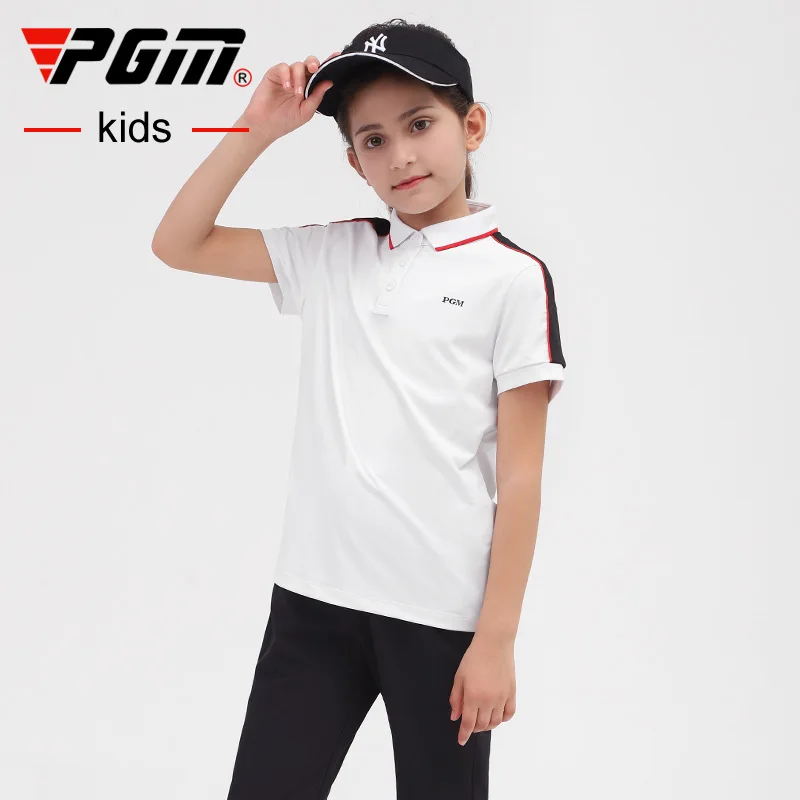 

PGM Girls Golf Clothes Quick-Dry Shirt Spring Summer Golf Children's Short-Sleeved T-shirt Tops Soft Comfortable Sportswear