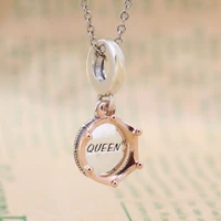 hot s925 sterling silver queen and crown pendant string ornament bracelet beads fit original charms necklace