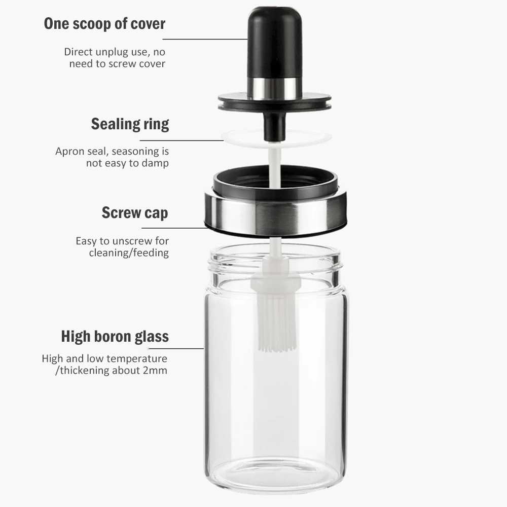 3 стиля 250 мл Кухня Стекло приправа бутылка для соли сахара перца порошок масла