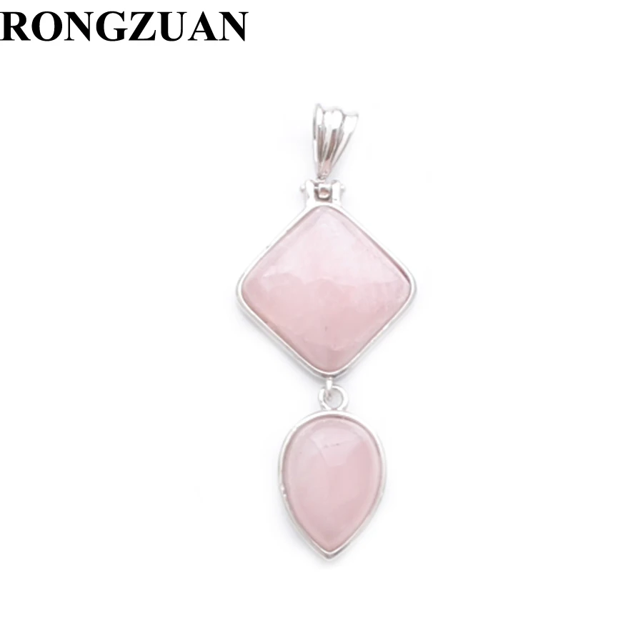 Rose Quartz Серьги кулон для ожерелье с натуральными камнями квадратные капли Форма аметисты розовый кварц Лазурит авантюрин бирюзы опал BN386 - Окраска металла: Rose Quartz