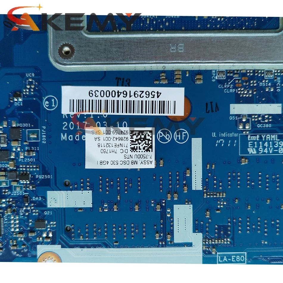 

934910-001 934910-601 DKL50 LA-E802P Original For HP 15-BS 15T-BS Laptop Motherboard SR3LA i5-8250U CPU Radeon 520 2GB