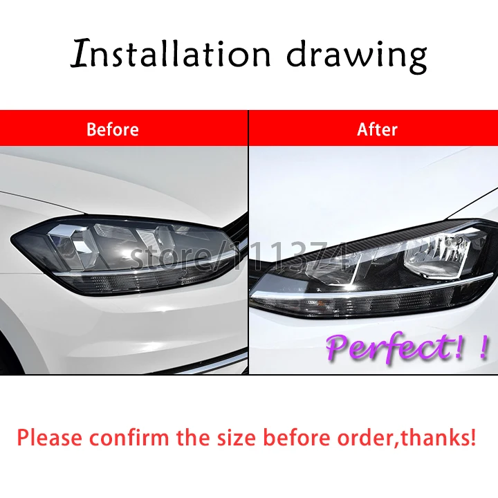 Carbon For Volkswagen VW Golf 7 MK7 GTI R 2016 Head Light Lamp Eyelids Eyebrow Headlight Decoration Car Styling Trim Accessories |