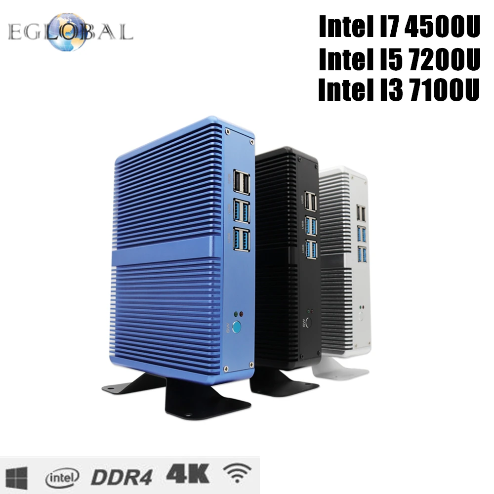 Мини ПК Topton без вентилятора Windows 10 Pro Intel i5 7200U i3 7100U i7 4500U DDR4/DDR3 Barebone компьютер 4K HTPC Wi
