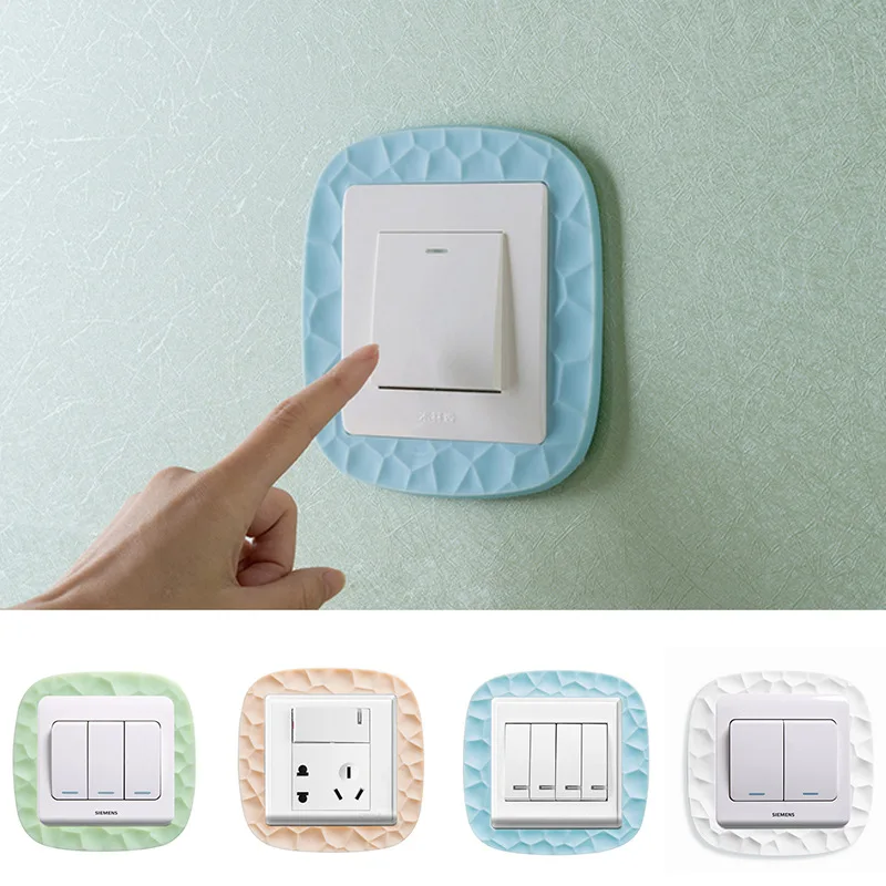 

Single Switch Sticker Switch protective cover color Socket decoration Living room silicone 3D luminous wall sticker 8.6x8.6cm