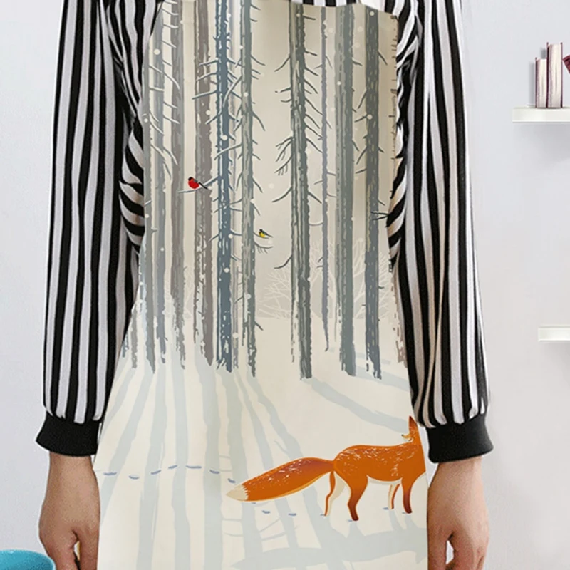 

Simple Style Men Women Aprons Printed Cotton Linen Apron Kitchen Cooking Stain Resistant Easy Cleaning Apron