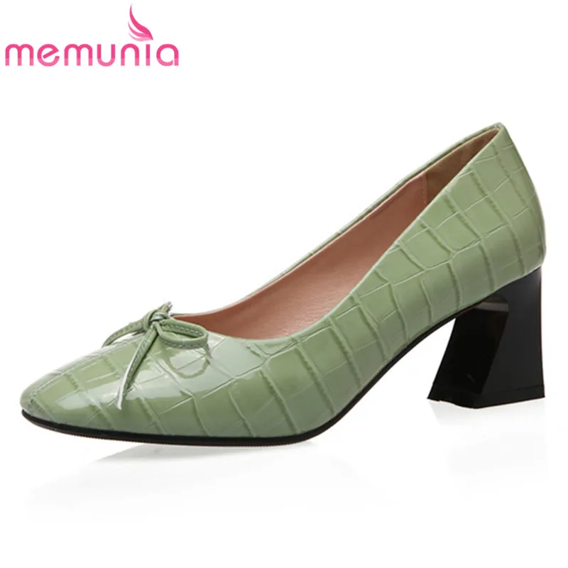 

MEMUNIA 2020 new arrive women pumps bowknot square toe spring summer single shoes classic casual party shoes ladies black