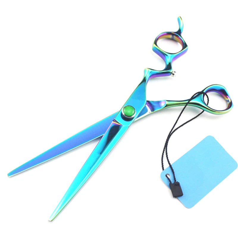 Японские Стальные Ножницы Для Стрижки собак 7 дюймов с зеленым драгоценным