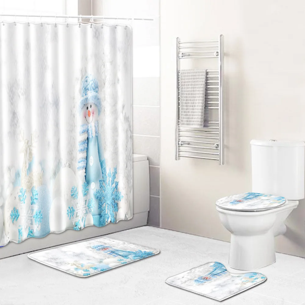 

Zeegle Bathroom Curtain Shower Curtain Anti-slip Bathroom Carpet Set Toilet Cover Mat Absorbent Bath Rug Foot Mat Bath Mat Set