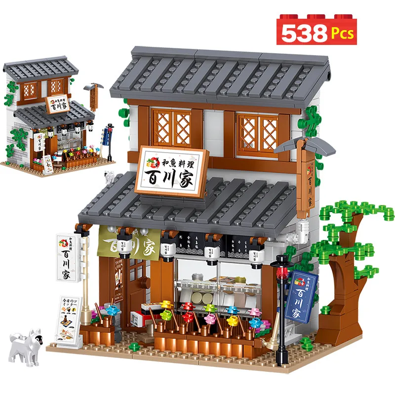 

City Street View Mini Budokan Grocery Store Building Blocks Friend Ramen Shop House Architecture Brick Toys For Children