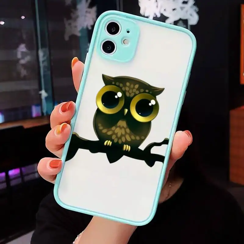 

Animal Cute Cartoon Owl Phone Case Clear Funda matte transparent For blue iPhone 7 8 x xs xr 11 12 pro plus max mini
