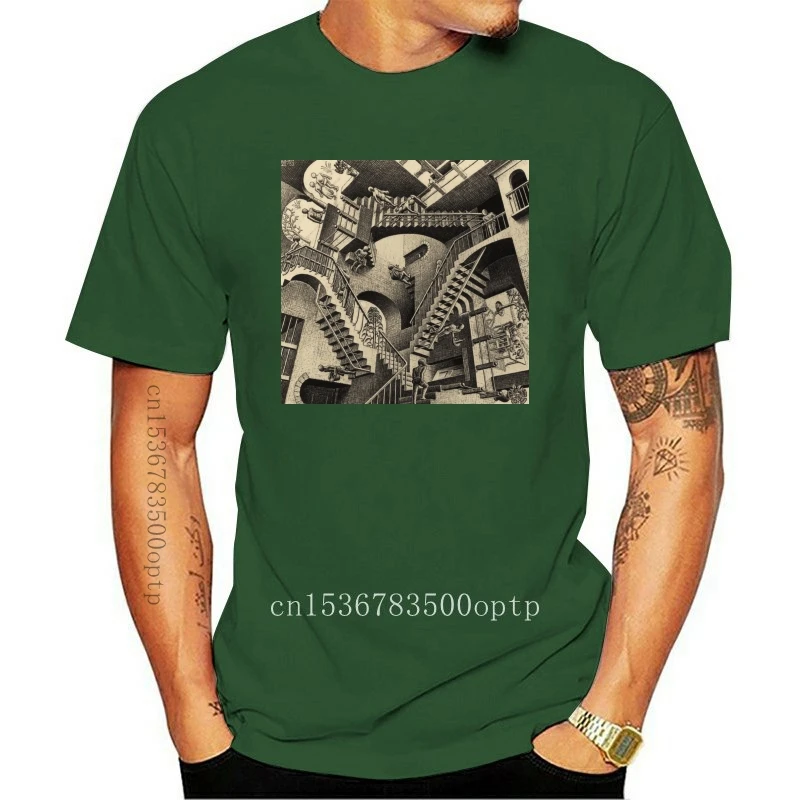 

Новинка, Мужская черная футболка M C Escher с релятивной способностью, размеры 2021, S-2Xl Спортивная футболка