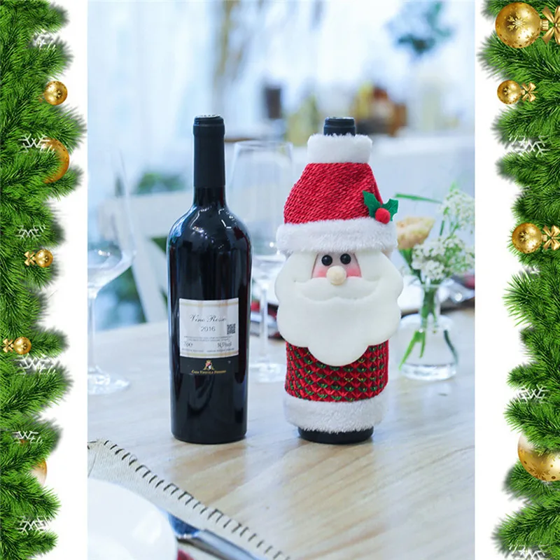Рождество крышка для бутылки с красным вином сумок украшение дома сумки хранения