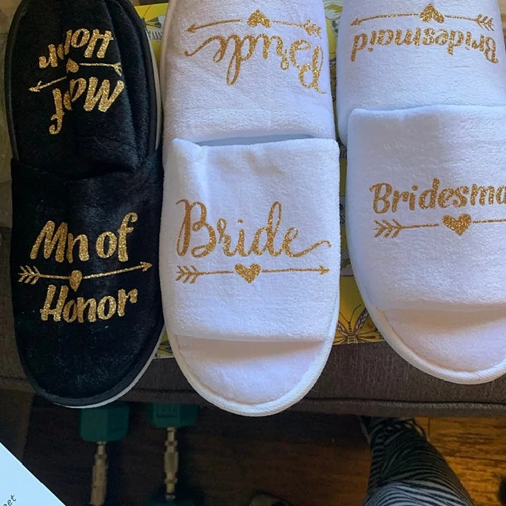 

4 Pairs Customized Wedding Bridal Shower Slippers - Slippers with Names - Bridesmaid Slippers - Cruises -Flower Girl Gift