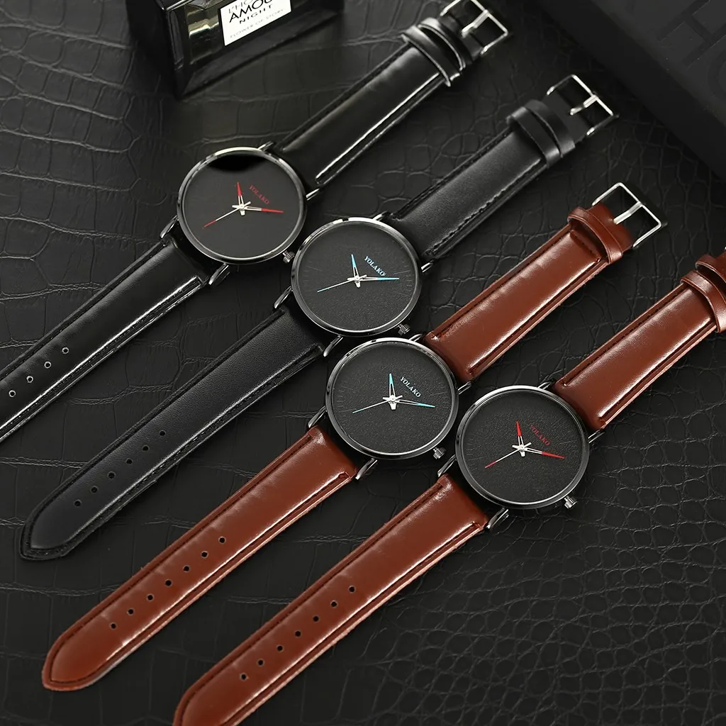 Модные простые мужские и женские часы без цифровых весов кожаный ремешок