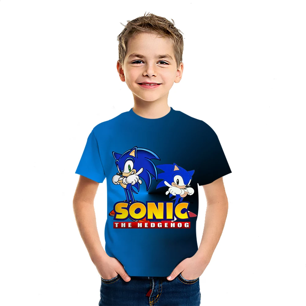 Sonic 2021 летняя футболка для мальчиков и девочек с 3D принтом новый детский