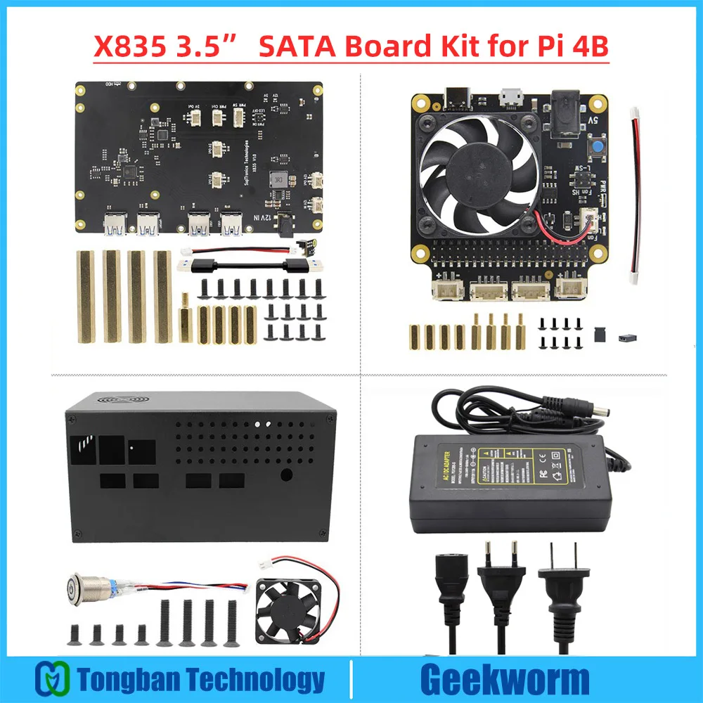 Raspberry Pi X835 3 5 &quotSATA HDD Плата расширения + металлический чехол X735 плата управления
