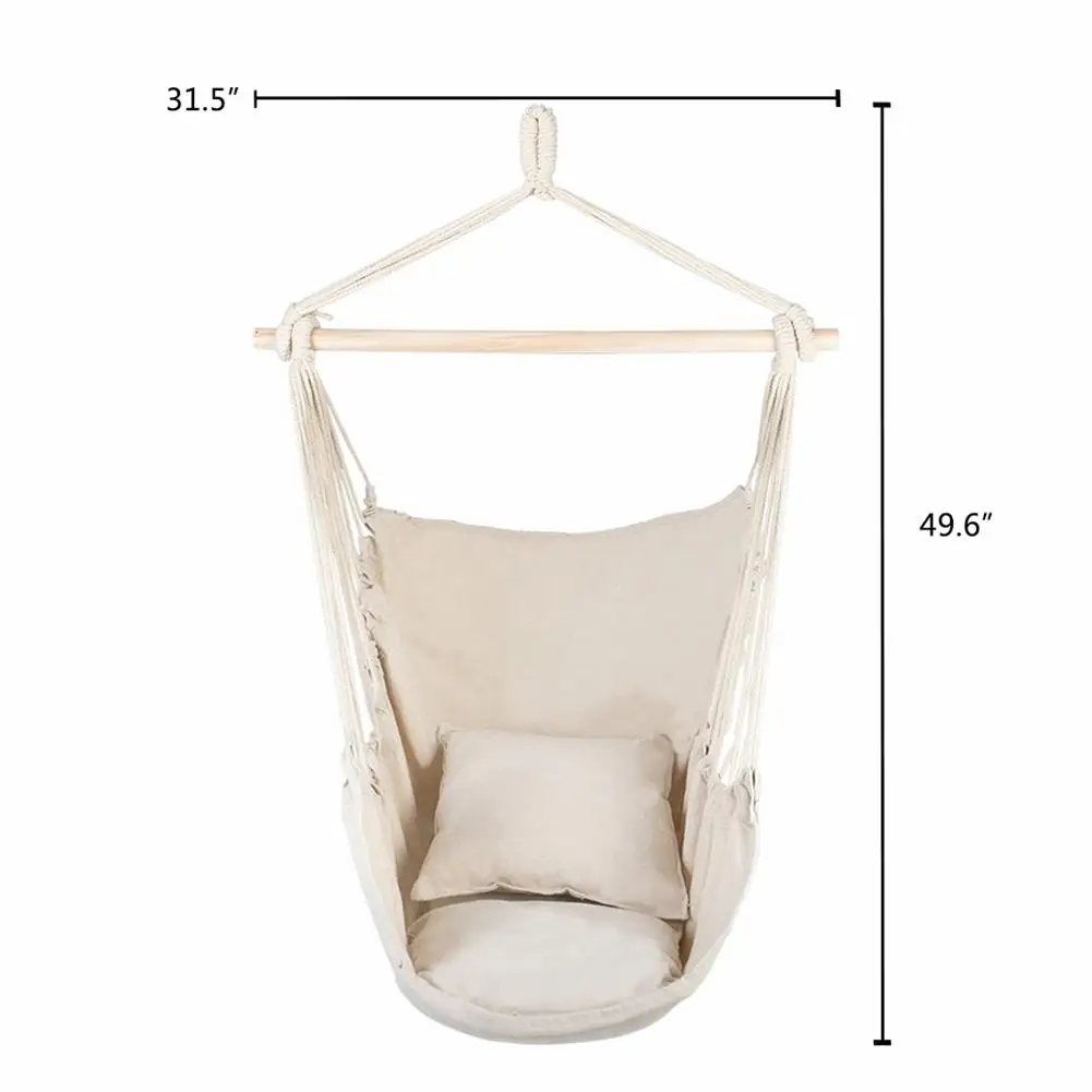 

Hammock Garden Hang Lazy Chair Swinging Indoor Outdoor Furniture Hanging Rope Chair Swing Seat bed Travel Camping with Pillows