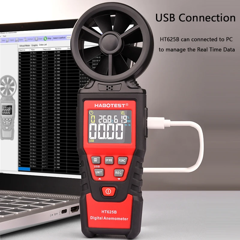 HABOTEST ветровой измеритель HT625 анемометр Мини Датчик скорости ветра Измеритель