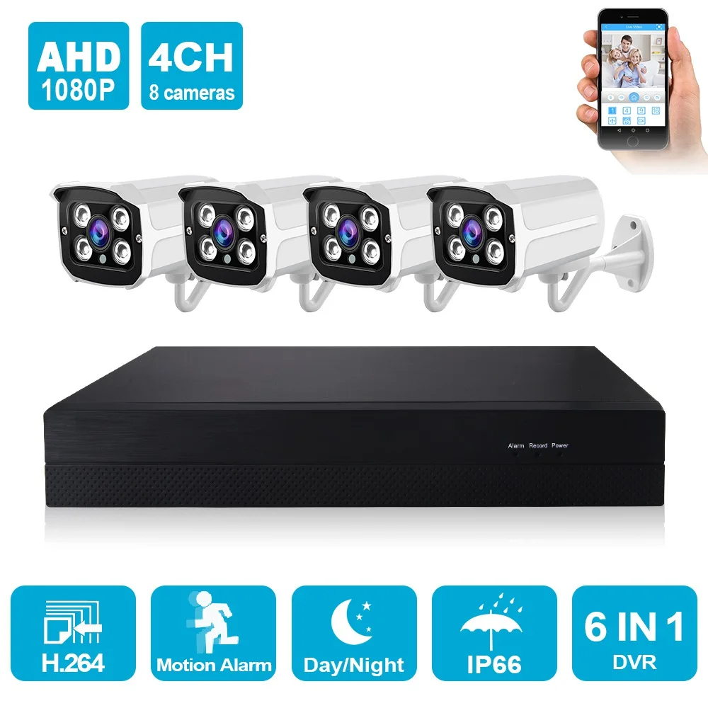 4CH AHD KIT 4CH 8CH AHD DVR 1080P CCTV камера система безопасности комплект 2.0MP ИК ночного видения домашняя уличная Водонепроницаемая P2P Видеокамера - Цвет: 4CH AHD KIT