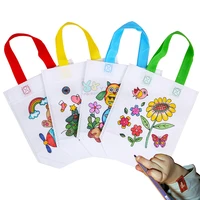 12 sets diy graffiti bag with markers handmade painting non woven bag for children arts crafts color filling drawing toy