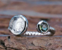 natural gibeon iron meteorite women men adjustable ring round 10mm silver 6mm moldvite round jewelry ring aaaaaa