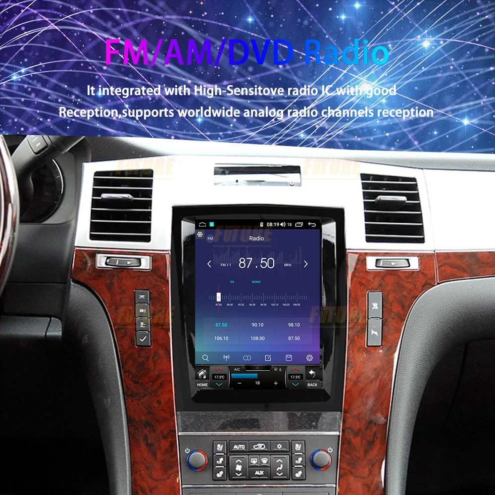 128g android11 5g qled touch screen car radio for cadillac escalade sls 2007 auto multimedia dvd player navigation gps headunit free global shipping
