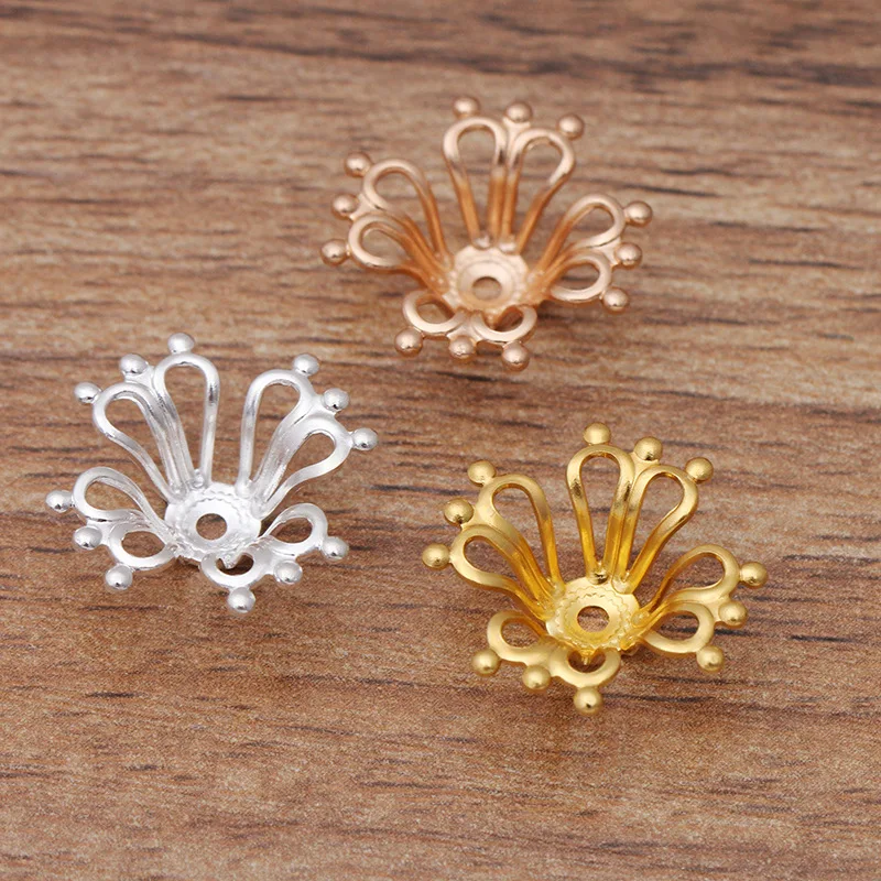 

(100 Pieces/Lot) 17*6MM Metal Brass Filigree Flower Bead Caps Jewelry Making Diy Handmade Accessories Parts