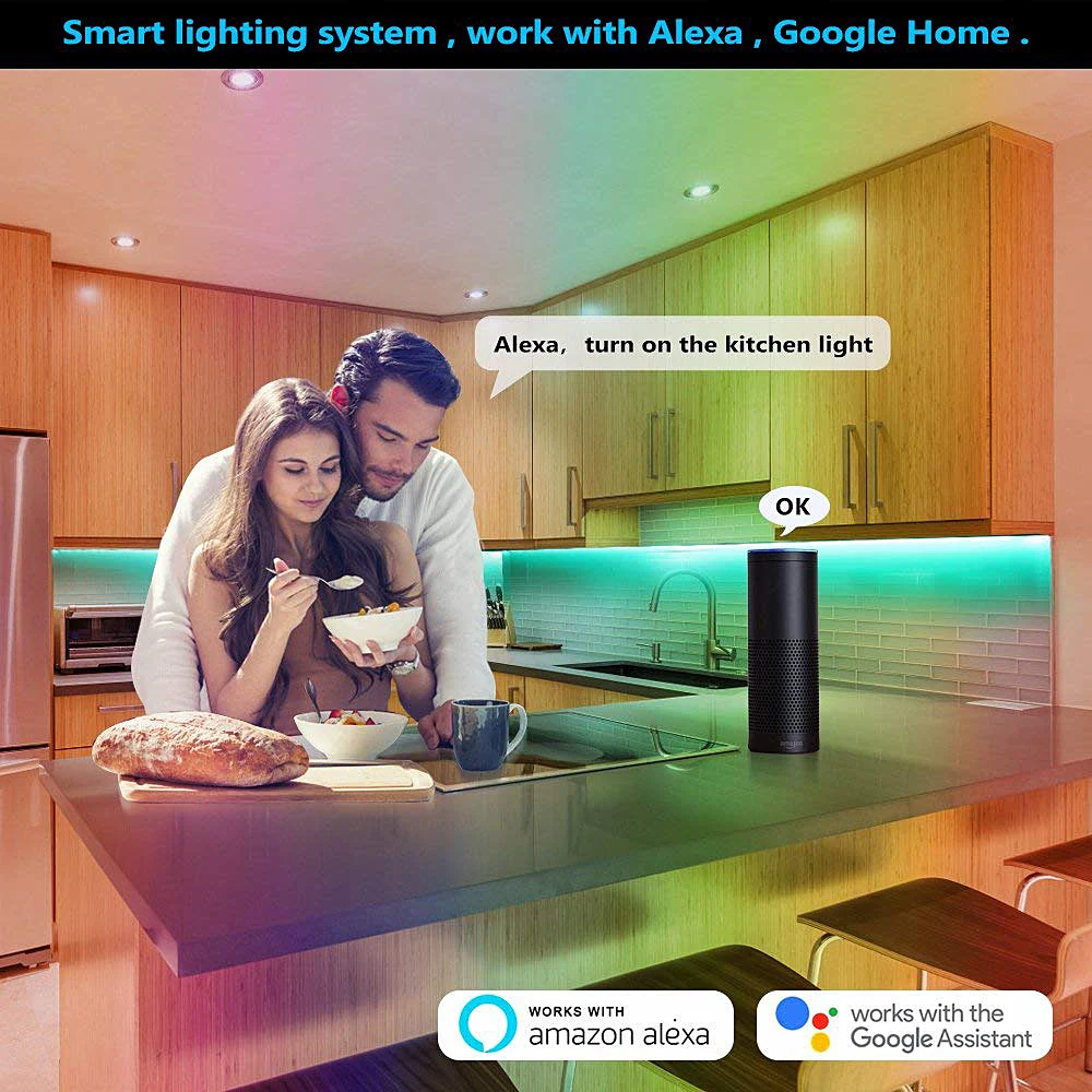 15 м Wifi Светодиодная лента RGB 2835 SMD водонепроницаемая гибкая неоновая лента fita светодиодный светильник 12 В RGB лента диод Wifi управление+ адаптер