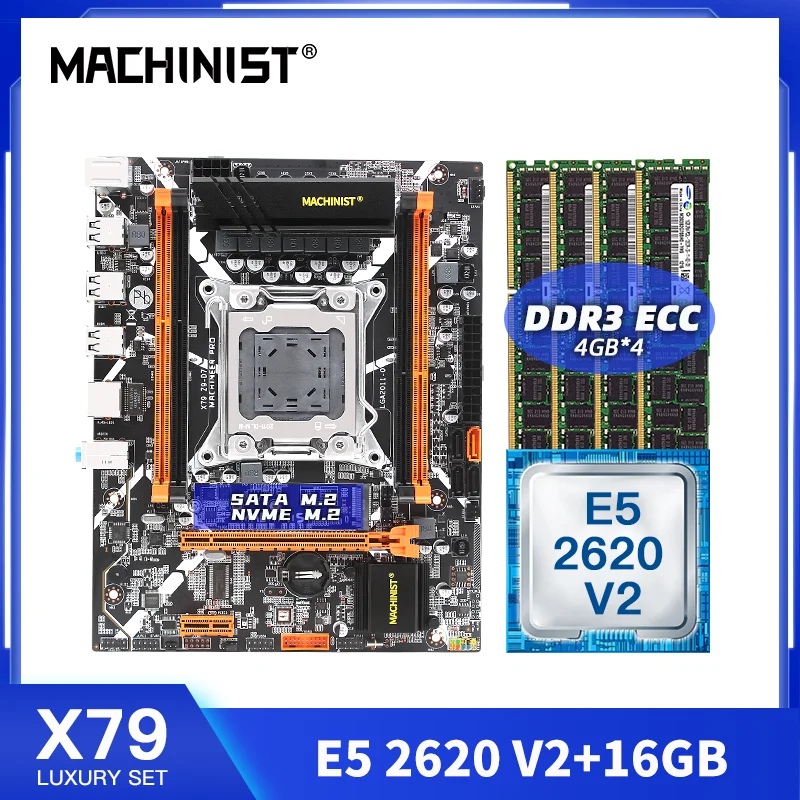 Kaufen MASCHINIST X79 Motherboard Combo LGA 2011 Mit Intel XEON E5 2620 V2 Prozessor DDR3 16GB 4*4GB ECC RAM Speicher Set Kit X79 Z9-D7