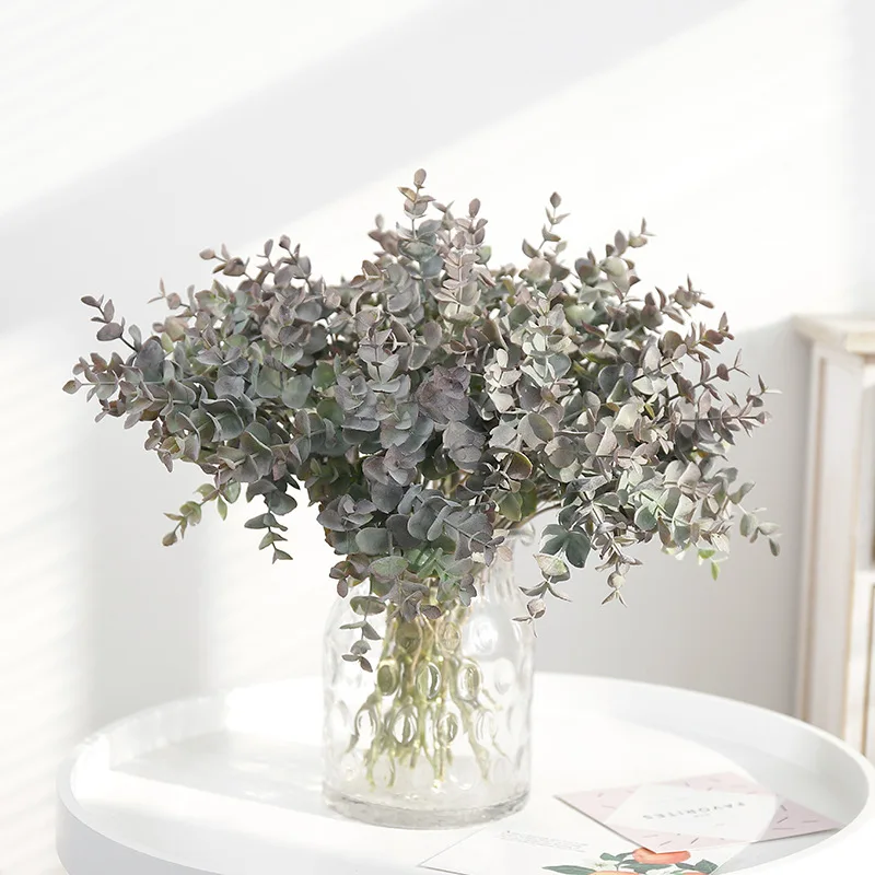 Artificial Leaves Branch Retro Green Silk Eucalyptus Leaf for Home Decor Wedding Plants Faux Fabric Foliage Room Decoration | Дом и сад