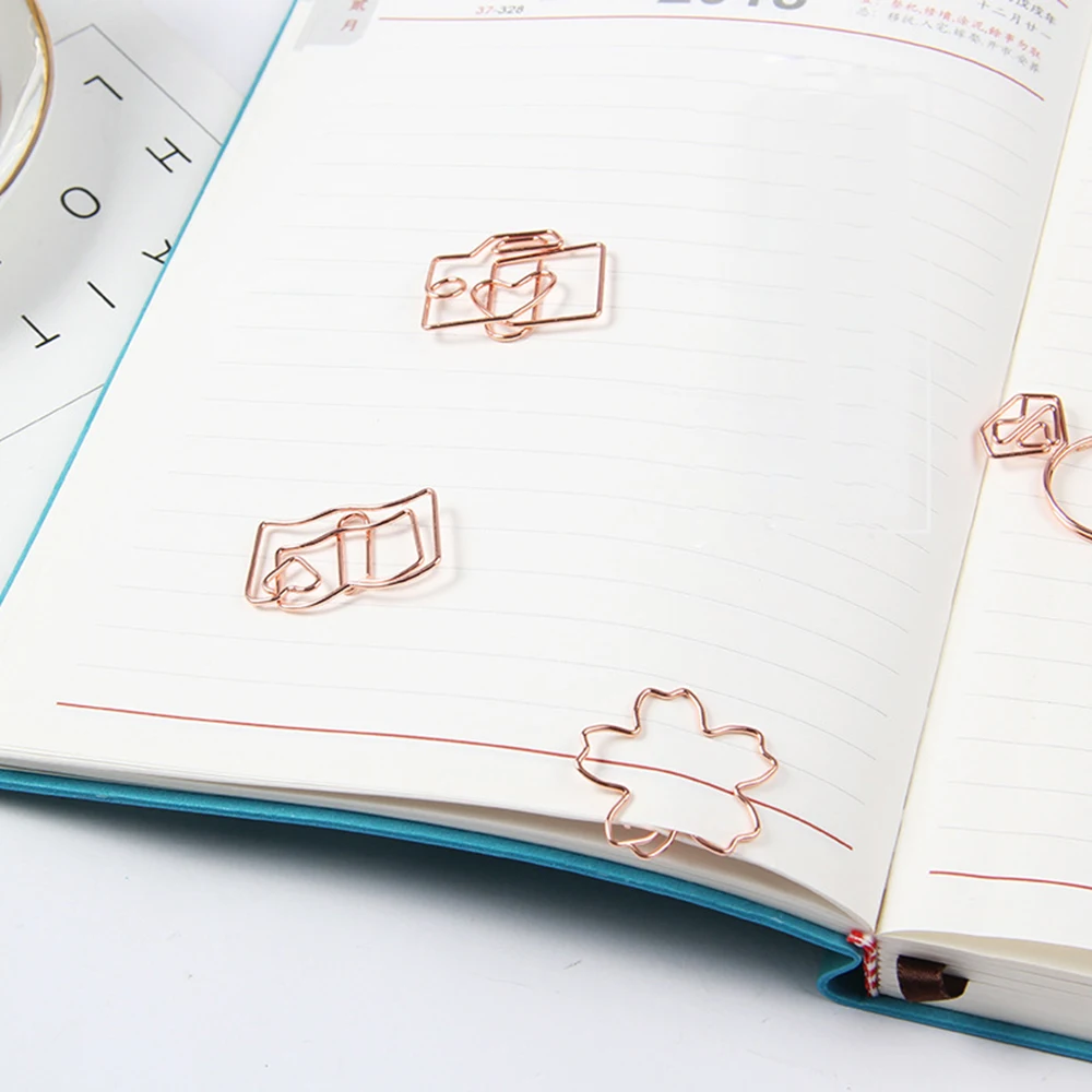 5 шт. зажимы для бумаги из розового золота металлическая Закладка скрепки записей