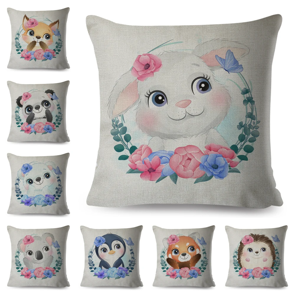Мультфильм гирлянда с животным принтом подушки CoverDecor медведь лиса кролик