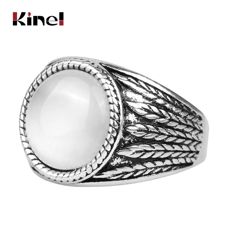 Кинели Горячая Boho опал Для мужчин кольца из тибетского серебряного сплава