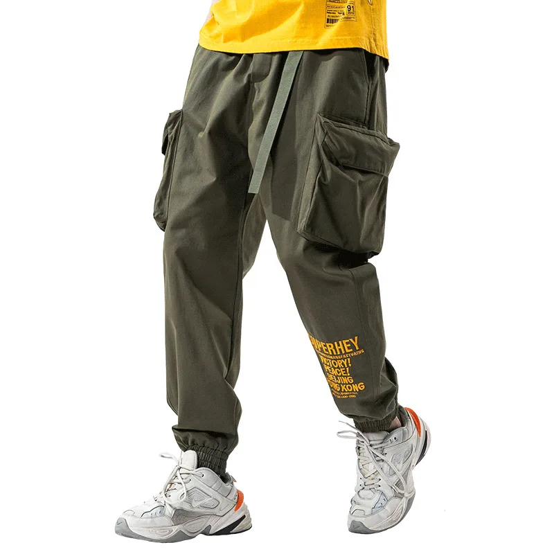 

YongheJia Summer Men Pants Sport Plaid Loose Large Pocket Streetwear Clothing Trousers Boy Streetwear Ropa Cloth
