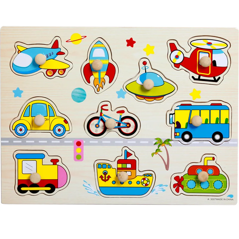 

Wooden Hand Grasp Plate Puzzle Kids Toys Educational Board Game Cartoon Animals Puzzle Toys