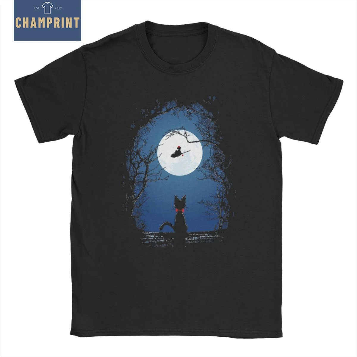 Мужская футболка с коротким рукавом Moon Kiki Повседневная из 100% хлопка круглым