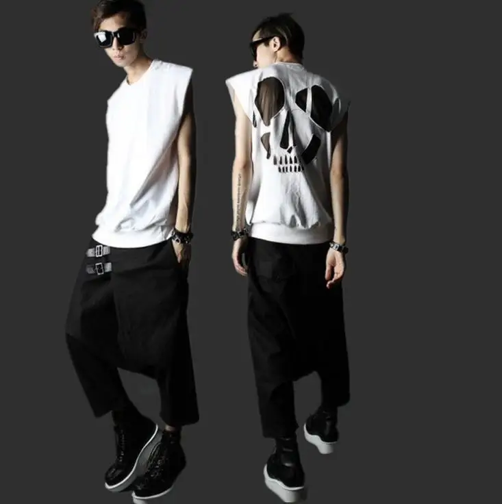 

Korean fashion personality trendy men's low-end cropped trousers street hip-hop trendy men's loose harem pants