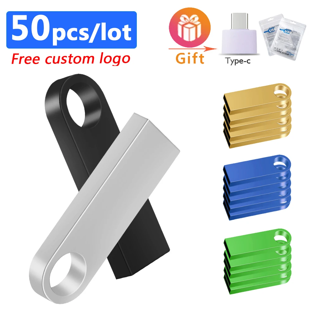 50pcs/lot new Original usb flash drive 64GB 32GB 16GB 8GB pen drive 4GB pendrive waterproof silver u disk memoria cel usb stick