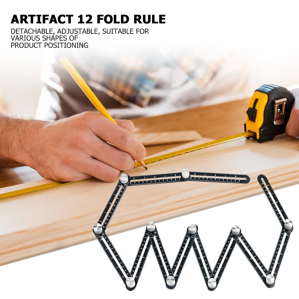 

12 Fold Aluminium Alloy Angle Ruler Finder Measuring Ruler Perforated Mold Template Tool Locator Drill Guide Tile Hole Tools