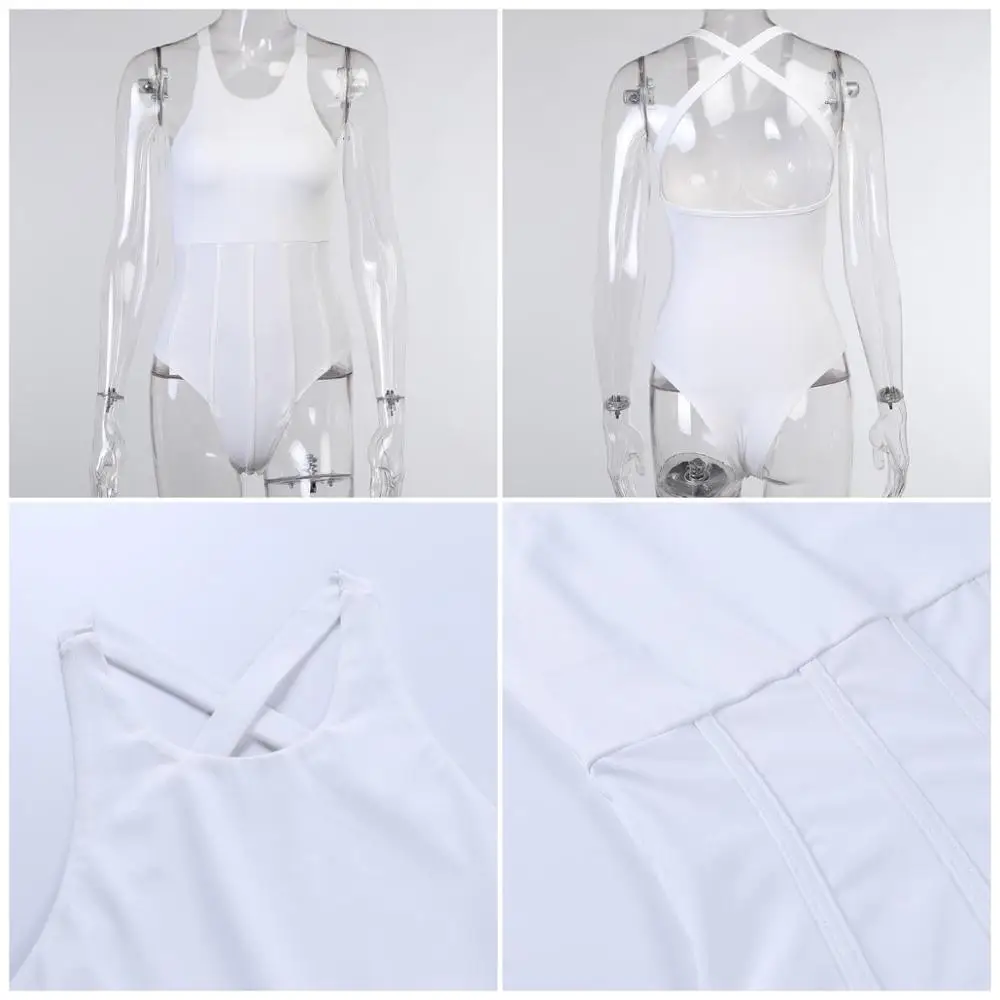 

Cybill Sleeveless O Neck Patchwork Summer Bodysuit Women Backless Casual Bodysuit For Woman Body Female Top Romper