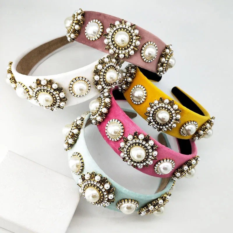 Женская фланелевая повязка на голову с жемчужинами|Украшения для волос| |