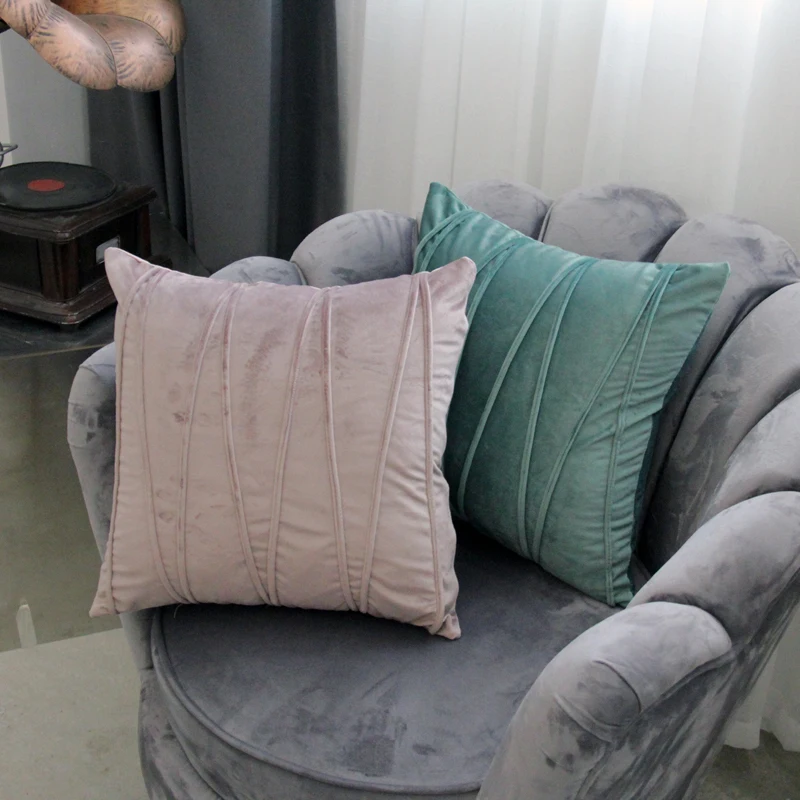 Простой бархатный плиссированный чехол для подушки 45x45 см|Наволочки| |