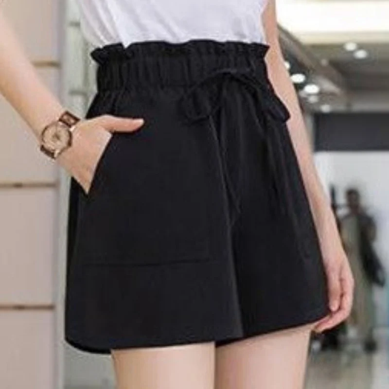 

Summer Ruffle Shorts Plus Size Women High Waist Short Pants Korean Style Wide Leg Trousers